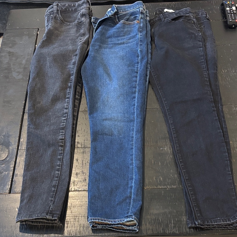Bundle 3 Gap Abercrombie Jessica Skinny Cigarette Style Blue Black Jeans Size 6